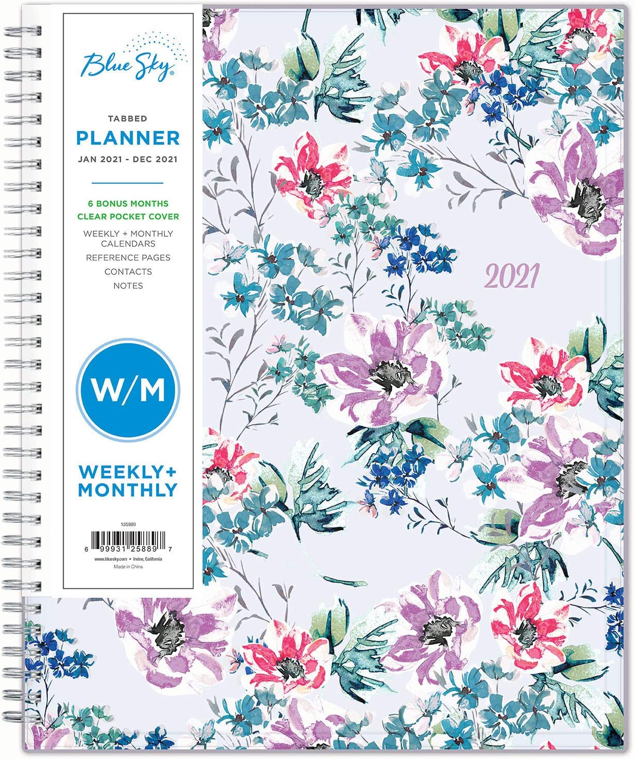 230816082853412_1 Blue Sky 2021 Weekly & Monthly Planner, Flexible Cover, Twin-Wire Binding, 8.5" x 11", Laila (125889) - Image 1